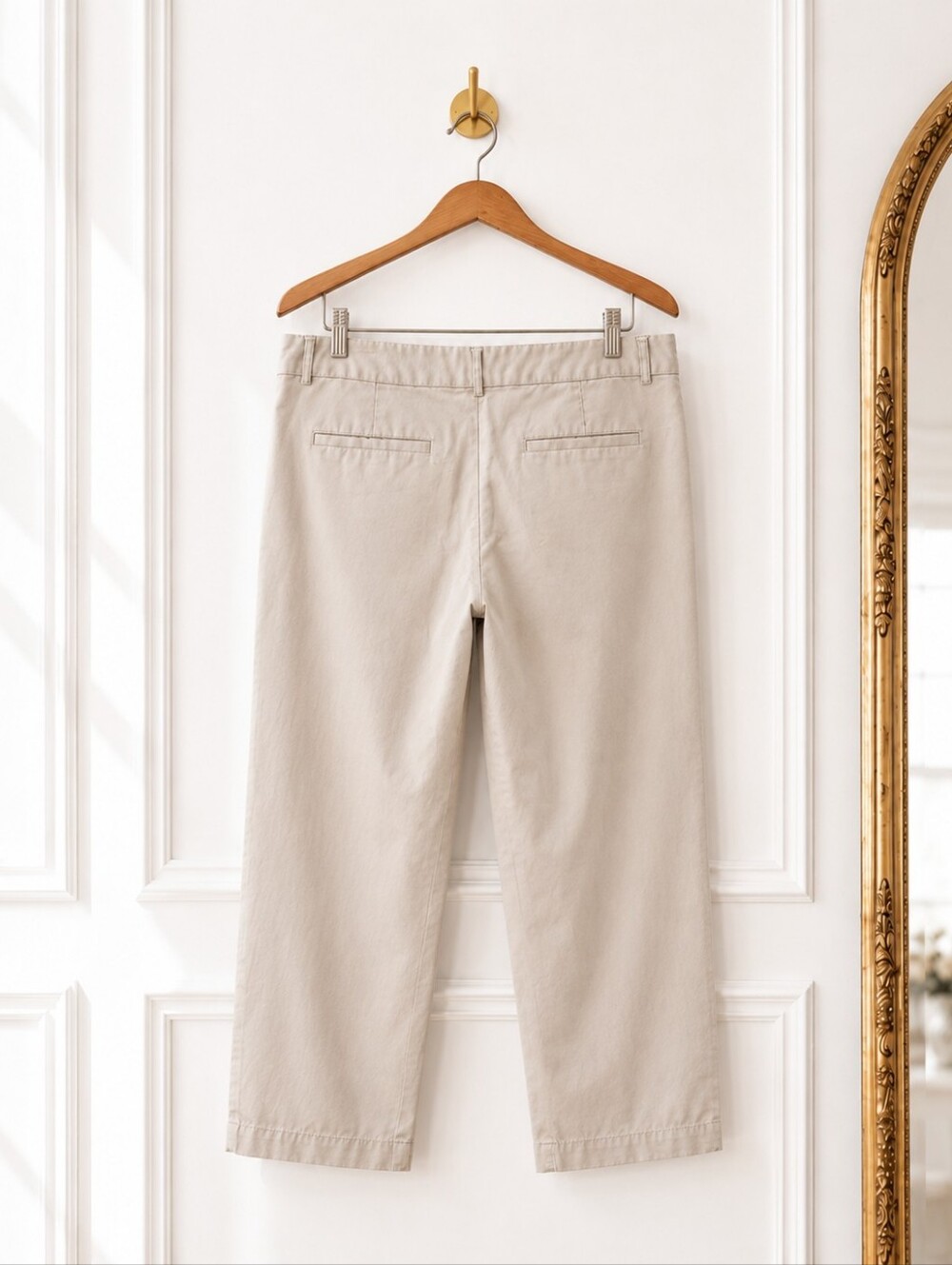 Liz Claiborne Emma Cropped Pants Size 16 Beige Cotton Stretch Career Casual Chic - Picture 6 of 8